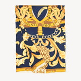 Merino & Silk Stole Navy Signature Shield