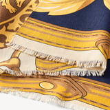 Merino & Silk Stole Navy Signature Shield
