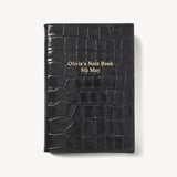 A5 Refillable Luxury Journal Deep Shine Black Croc with Soft Suede Lining
