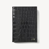 A5 Refillable Luxury Journal Deep Shine Black Croc with Soft Suede Lining