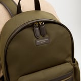 Men's Backpack Olive Nylon Canvas with Leather Trim