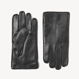 Men's Cashmere Lined Leather Gloves Black Nappa