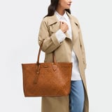 Large Island Tote Tan Woven Leather