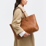Large Island Tote Tan Woven Leather