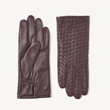Women's Woven Leather Gloves Fig Nappa