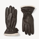 Women's Shearling Lined Leather Gloves Chocolate Deerskin