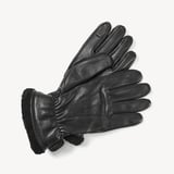Women's Shearling Lined Leather Gloves Black Deerskin