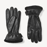 Women's Shearling Lined Leather Gloves Black Deerskin