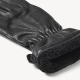 Women's Shearling Lined Leather Gloves Black Deerskin