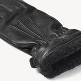 Men's Shearling Lined Leather Gloves Black Nappa