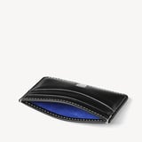 Slim Credit Card Holder Smooth Black with Ecru Stitching
