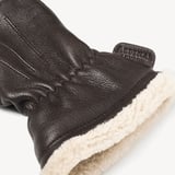 Women's Shearling Lined Leather Gloves Chocolate Deerskin