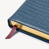 2026 A4 Day to Page Leather Diary Deep Shine Peacock Blue Small Croc