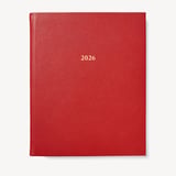 2026 A4 Week to View Leather Diary Cardinal Red Pebble