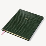 2026 A4 Week to View Leather Diary Deep Shine Evergreen Small Croc