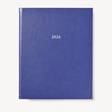 2026 A4 Week to View Leather Diary Cobalt Blue Pebble