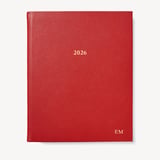 2026 A4 Week to View Leather Diary Cardinal Red Pebble