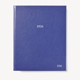 2026 A4 Week to View Leather Diary Cobalt Blue Pebble