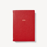 2026 A5 Day to Page Leather Diary Cardinal Red Pebble