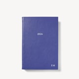 2026 A5 Day to Page Leather Diary Cobalt Blue Pebble
