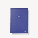 2026 A5 Week to View Leather Diary Cobalt Blue Pebble