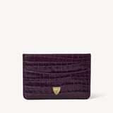 Slim Credit Card Holder Deep Shine Fig Small Croc