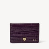 Slim Credit Card Holder Deep Shine Fig Small Croc