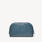 Classic Makeup Case Deep Shine Peacock Blue Small Croc