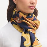 Merino & Silk Stole Navy Signature Shield