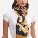 Merino & Silk Stole Navy Signature Shield