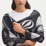 Merino & Silk Stole Monochrome Hot Air Balloons