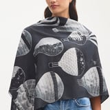 Merino & Silk Stole Monochrome Hot Air Balloons