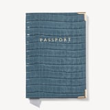 Passport Cover Deep Shine Peacock Blue Small Croc