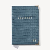 Passport Cover Deep Shine Peacock Blue Small Croc