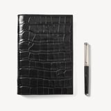A5 Refillable Journal & Pen Set Deep Shine Black Croc