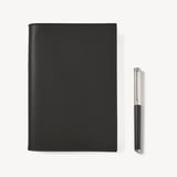 A5 Refillable Journal & Pen Set Black Soft Saffiano