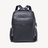 Zipped Leather Backpack Navy Pebble