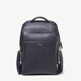 Zipped Leather Backpack Navy Pebble