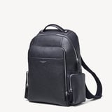Zipped Leather Backpack Navy Pebble