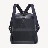Zipped Leather Backpack Navy Pebble