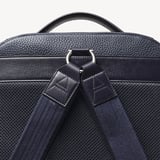 Zipped Leather Backpack Navy Pebble