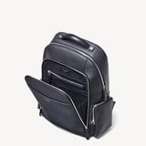 Zipped Leather Backpack Navy Pebble