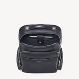 Zipped Leather Backpack Navy Pebble