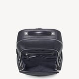 Zipped Leather Backpack Navy Pebble