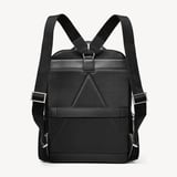 Zipped Leather Backpack Black Pebble