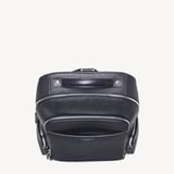 Zipped Leather Backpack Navy Pebble