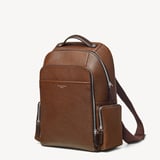 Zipped Leather Backpack Tobacco Pebble