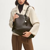 Hudson Tote Chocolate Milled Pebble