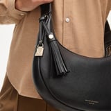 Soho Small Crescent Black Milled Pebble