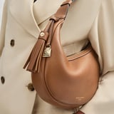 Soho Small Crescent Tan Milled Pebble